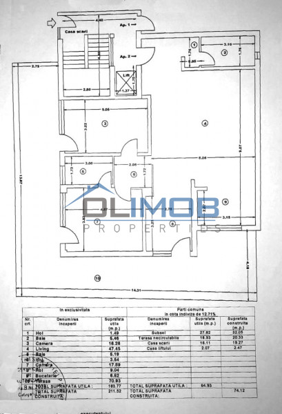 Domeni vânzare Apartament 3 Camere - Suprafață Totală 211 mp, Terasă 70 mp,