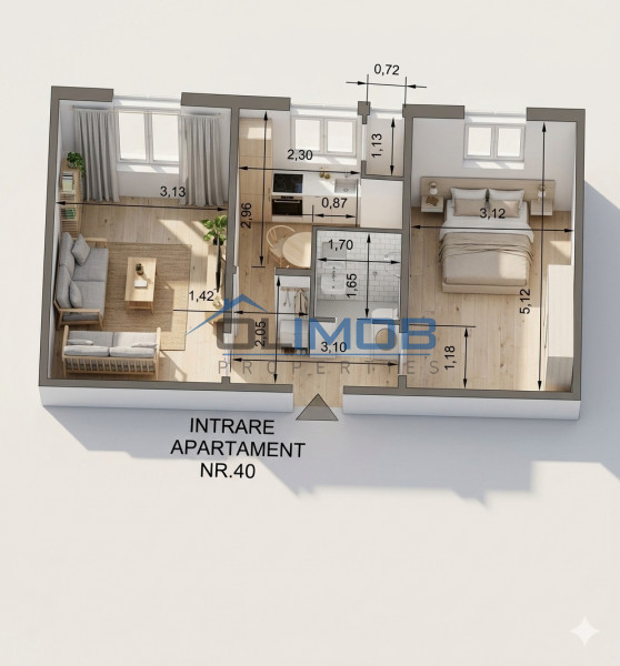 Apartament 2 camere de închiriat Aviatiei – bloc boutique 2022, terasă 16 mp