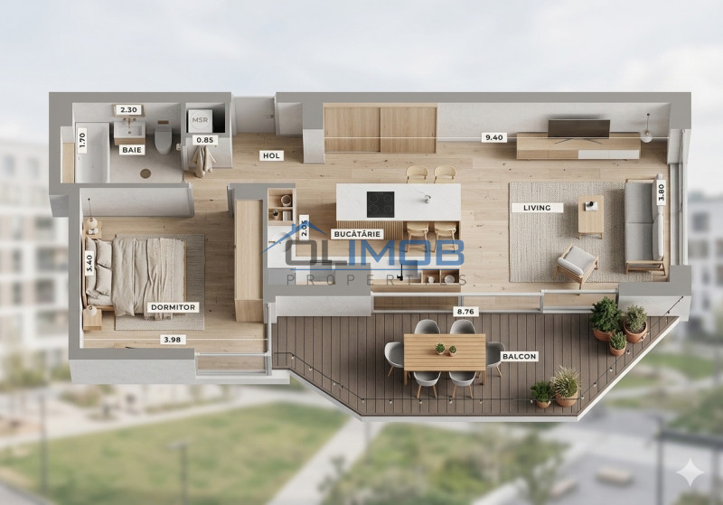 Apartament 2 camere de închiriat Aviatiei – bloc boutique 2022, terasă 16 mp